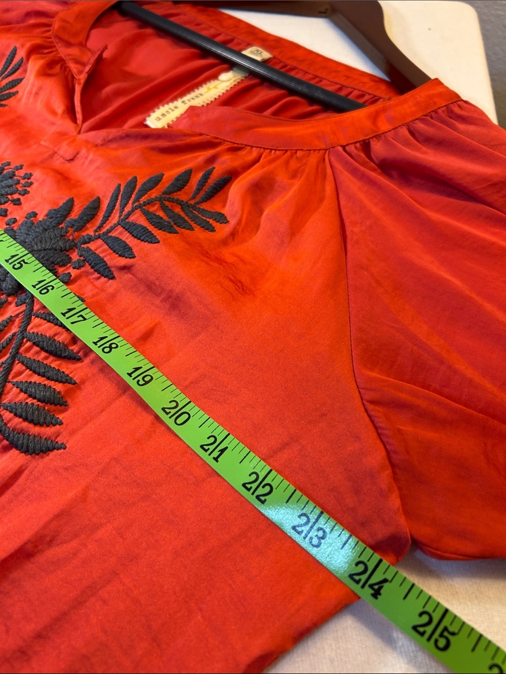 Uncle Frank Red dress with Black Leaf Embroidery - Picture 6 of 6